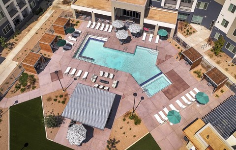 Aerial Pool View at Casa Azure 55+ Apartments, Phoenix, AZ